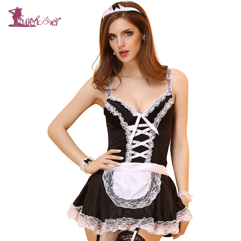 Lurehooker 2017 сексуальное нижнее белье Горячая Черный Кружево костюмы горничной Для