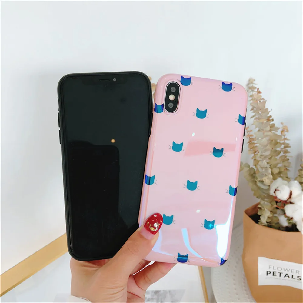 Чехлы для iPhone 7 X Милая мультяшная кошка из мягкого силикона Противоударная