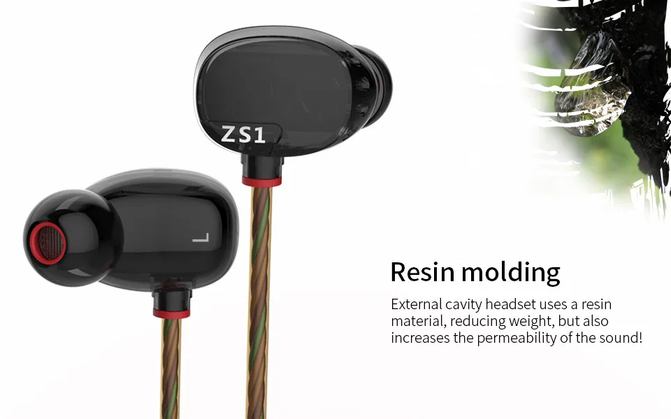 KZ ZS1 двойной Динамический драйвер мониторинг шумоподавления стерео наушники-вкладыши HiFi наушники с микрофоном для телефона
