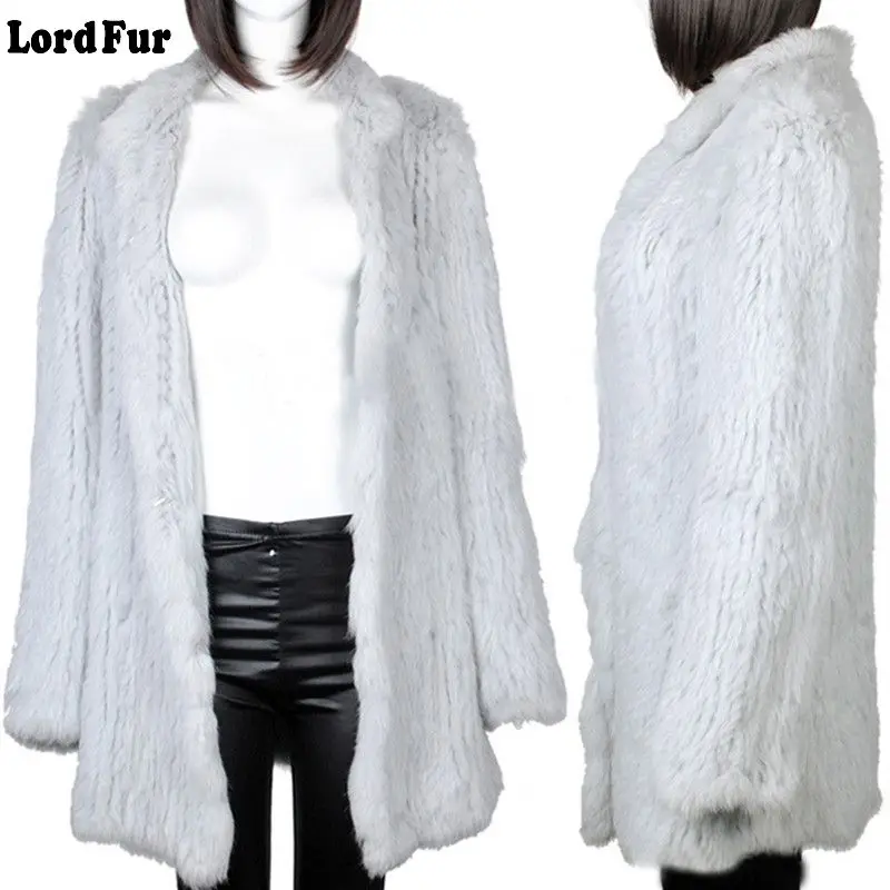 (TopFurMall) Женское пальто с натуральным кроличьим мехом Длинная зимняя женская