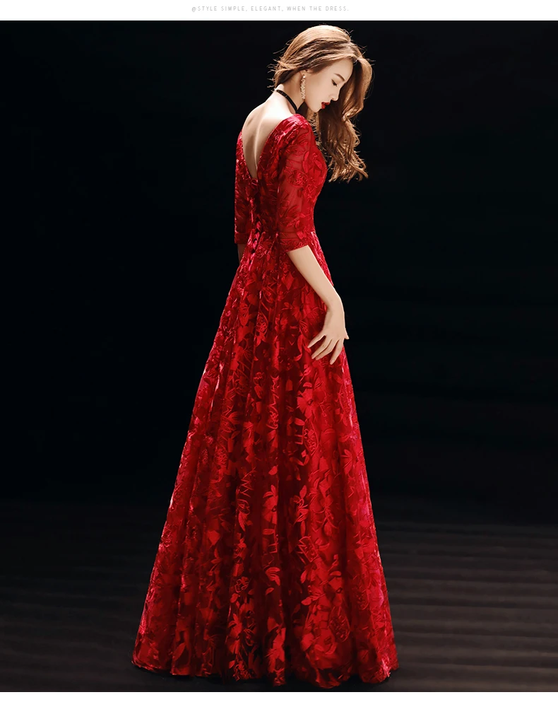 Винтажное бордовое/красное платье с треугольным вырезом длинное кружевное для