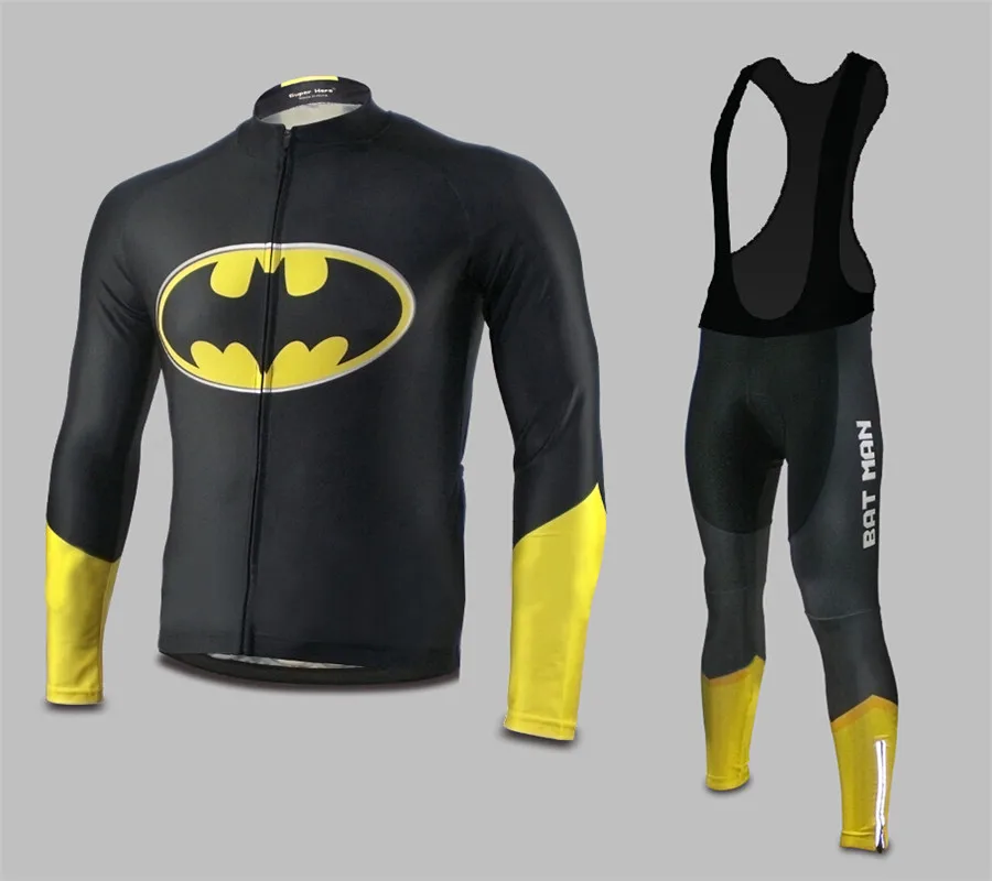 long bib suit Marvel супергерой, Бэтмен, велосипедные Джерси, наборы, Бэтмен, велосипед,, длинный рукав, Джерси, одежда для велосипеда, супергерой, дышащие Джерси - Цвет: long bib suit