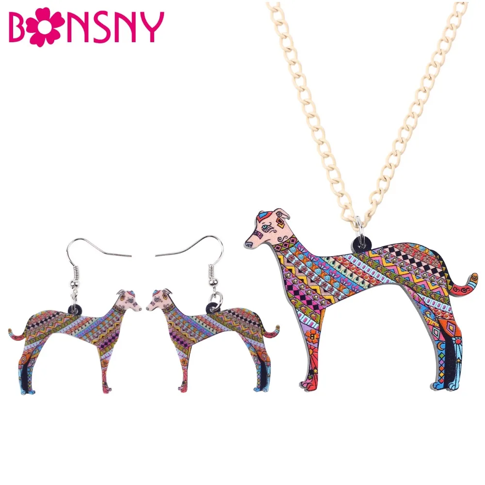 Bonsny брендовые Ювелирные наборы акриловое серое собачье ожерелье серьги ошейник