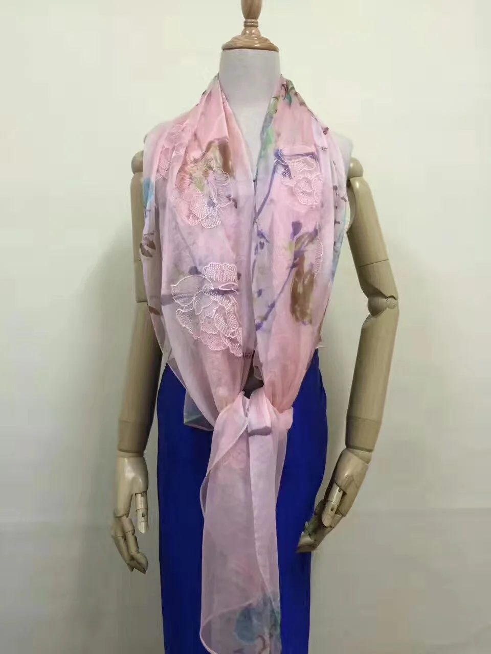 Новый Винтажный шифоновый шелковый вышитый шарф с цветочным узором шейные