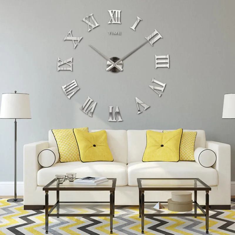 Большие настенные часы сделай сам с римскими цифрами 3D наклейки на стену