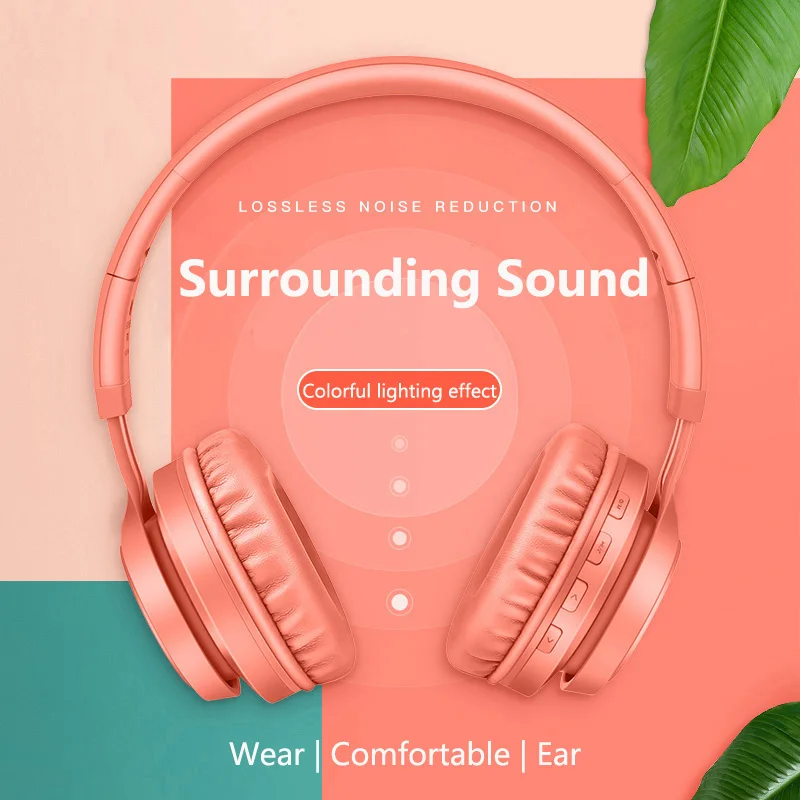 Розовое золото, стерео Hi-Fi наушники, Bluetooth 4,2, спортивные наушники, MP3, беспроводная гарнитура, поддержка TF карты, с 900 мАч, большой Battary