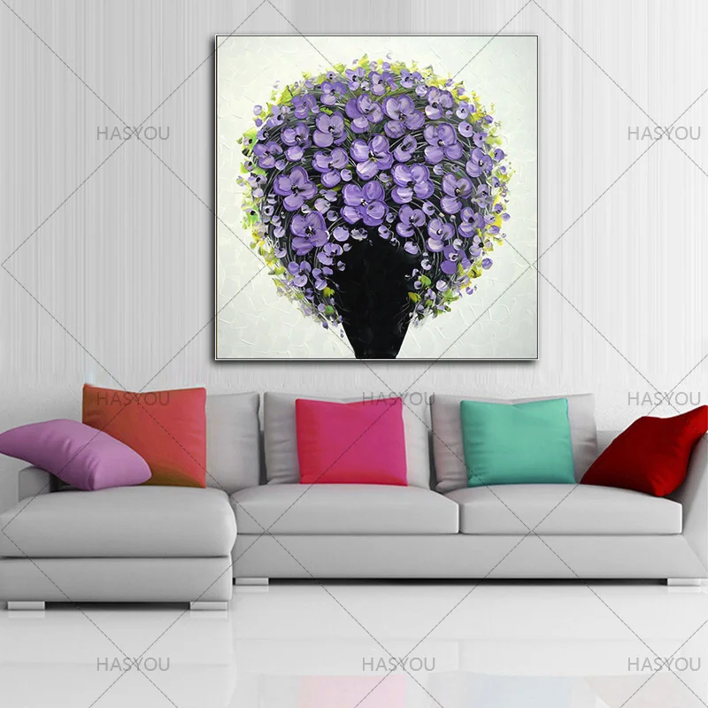 Ручная роспись ножом Холст Картина маслом современный цветок картина настенное