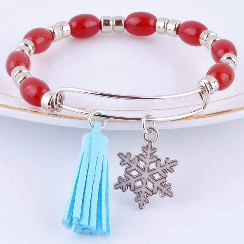 Горячая расширяемая Регулируемая проволока обернуть акриловые бусины браслет