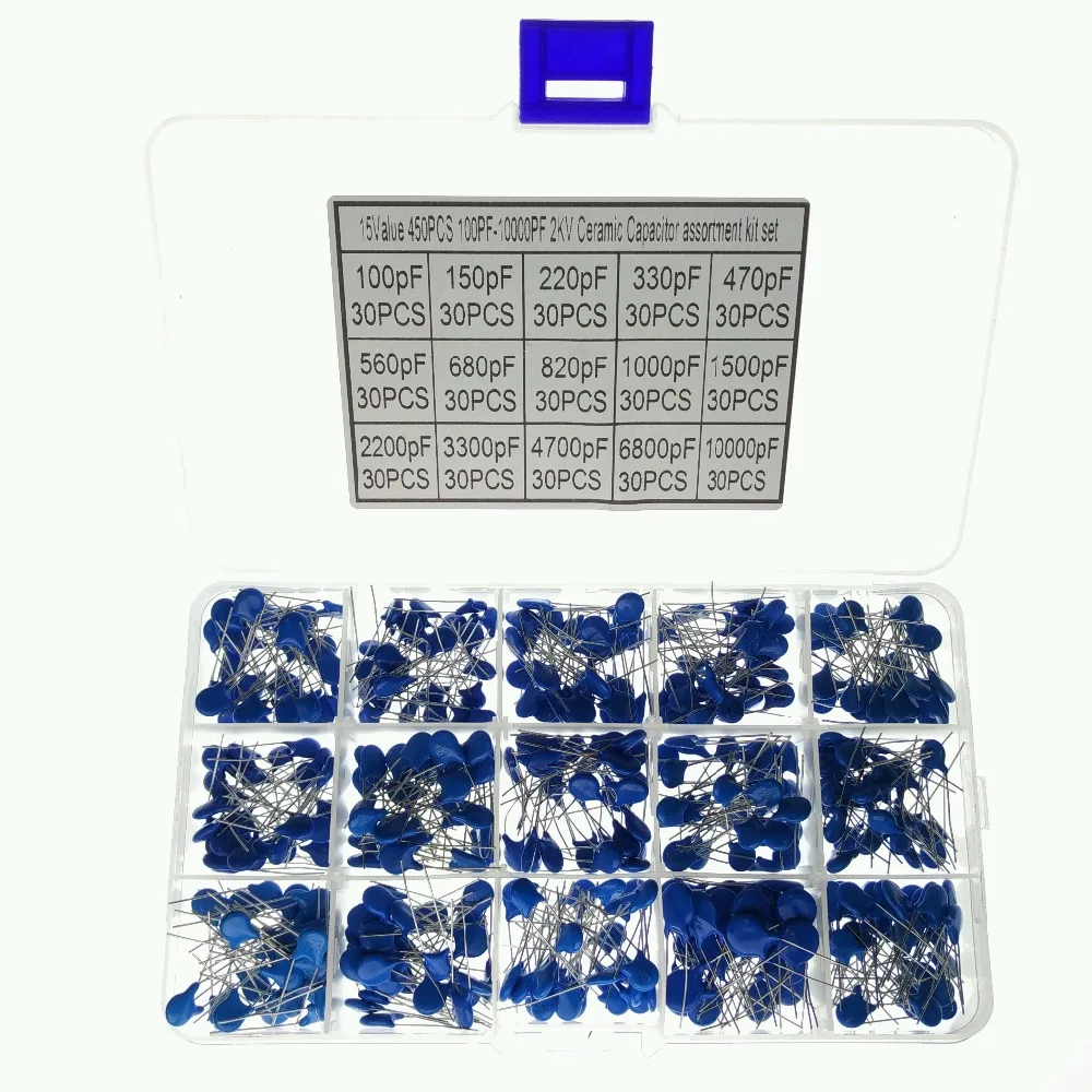 15 значений 450 шт. пФ ~ ПФ 2 кВ семейный керамический набор|set kit|set 10set capacitor |