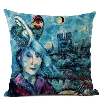Master Chagall, льняная наволочка с рисунком маслом, декоративная наволочка для подушки для офиса и дома, Almofada Cojines Coussin