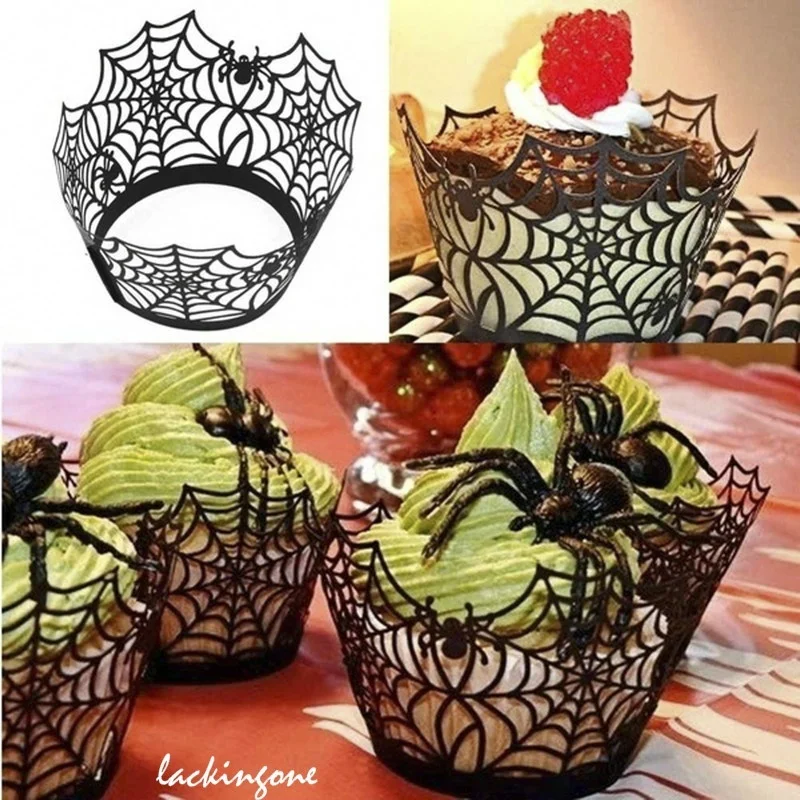 12 шт паутина лазерная резка обертки для кексов Обертывания вкладыши свадьбы дня