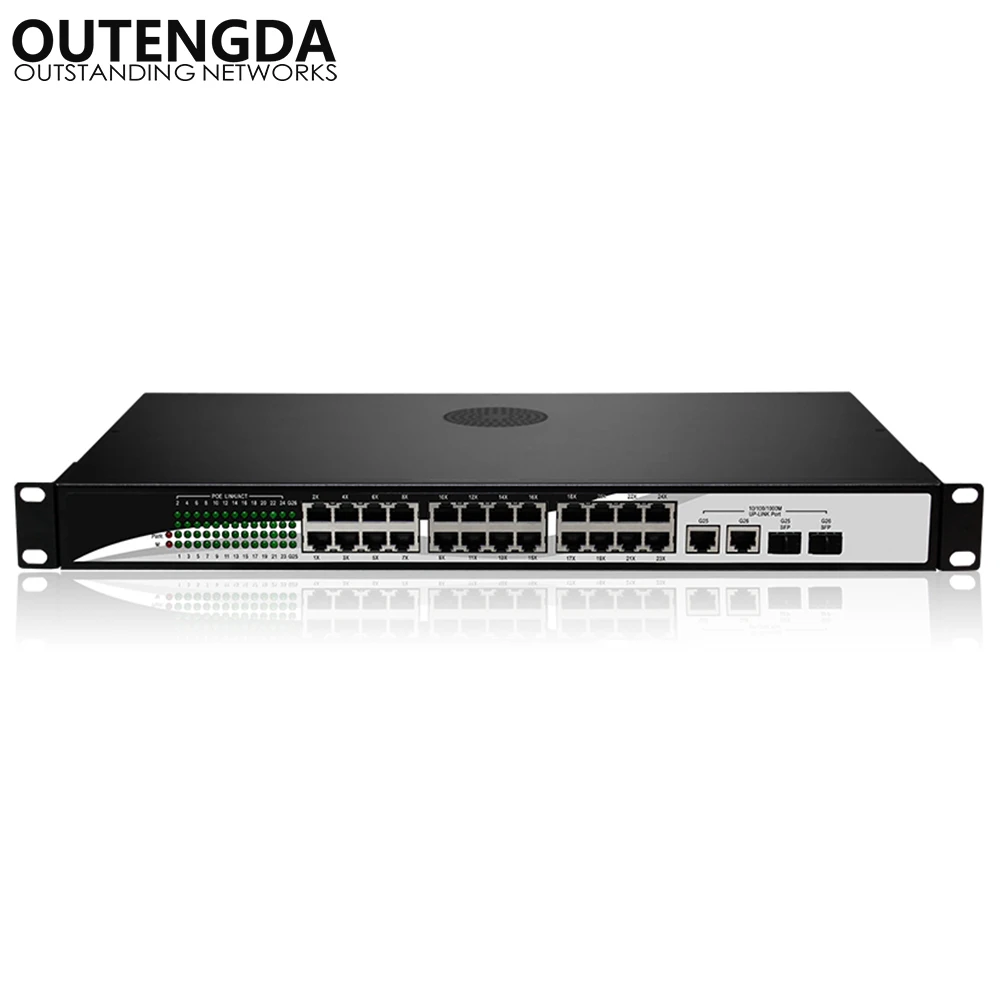 Коммутатор POE Стандартный 24/10/100 Мбит/с 802.3AF/at 2*1000 UPlink и 2 гигабитных SFP для ip камеры