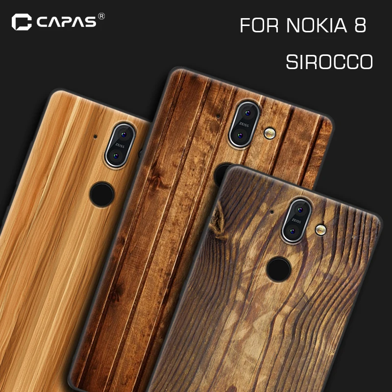Мягкий силиконовый чехол для телефона Nokia8 Sirocco с изображением деревянного камня