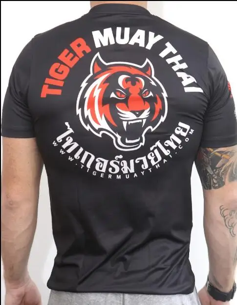 Мужская футболка с коротким рукавом Tiger MuayThai mma тренировочные топы черные/белые