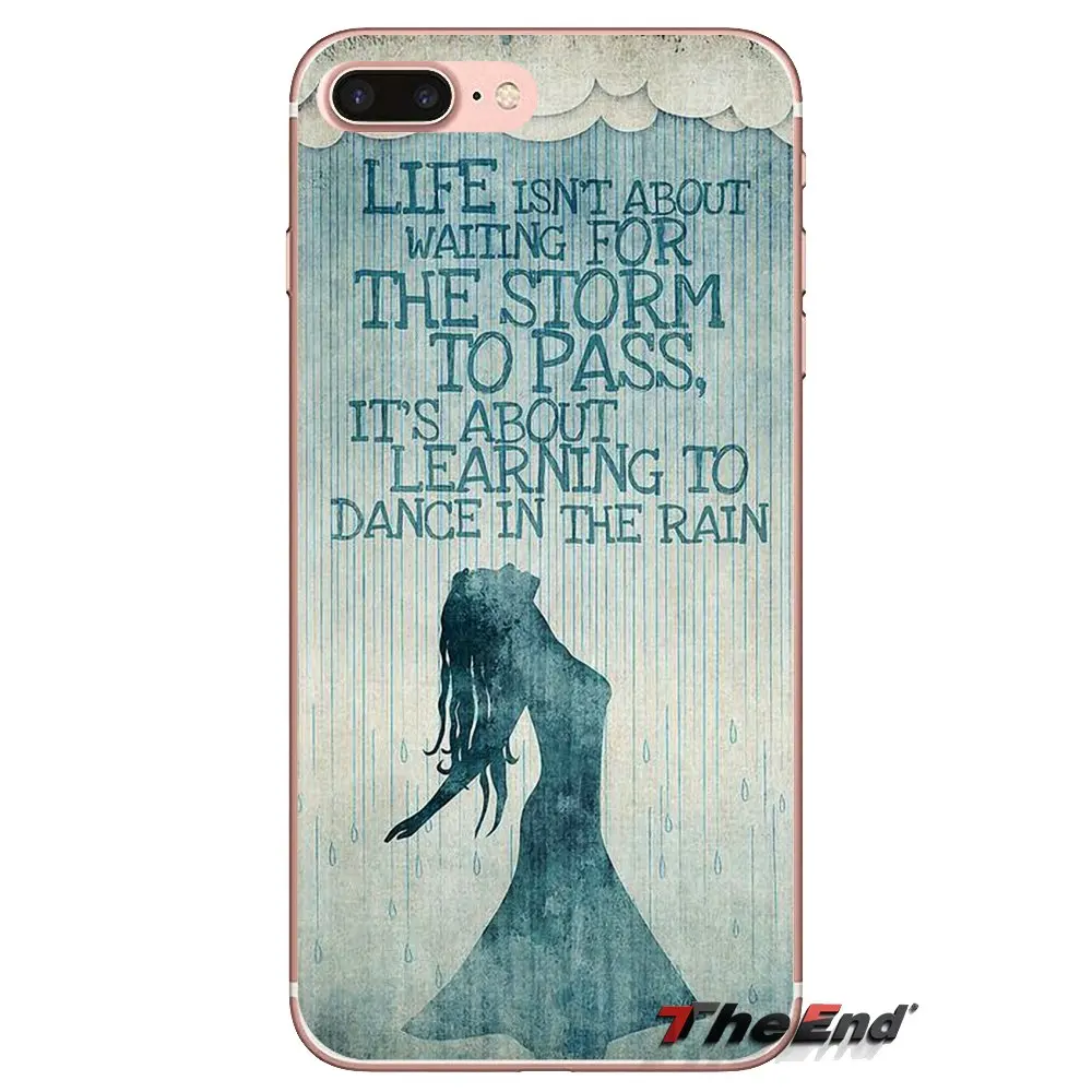 Для iPod Touch Apple iPhone 4 4S 5 5S SE 5C 6 6S 7 8 X XR XS Plus MAX Life Quote Dance In The Rain Words прозрачные мягкие
