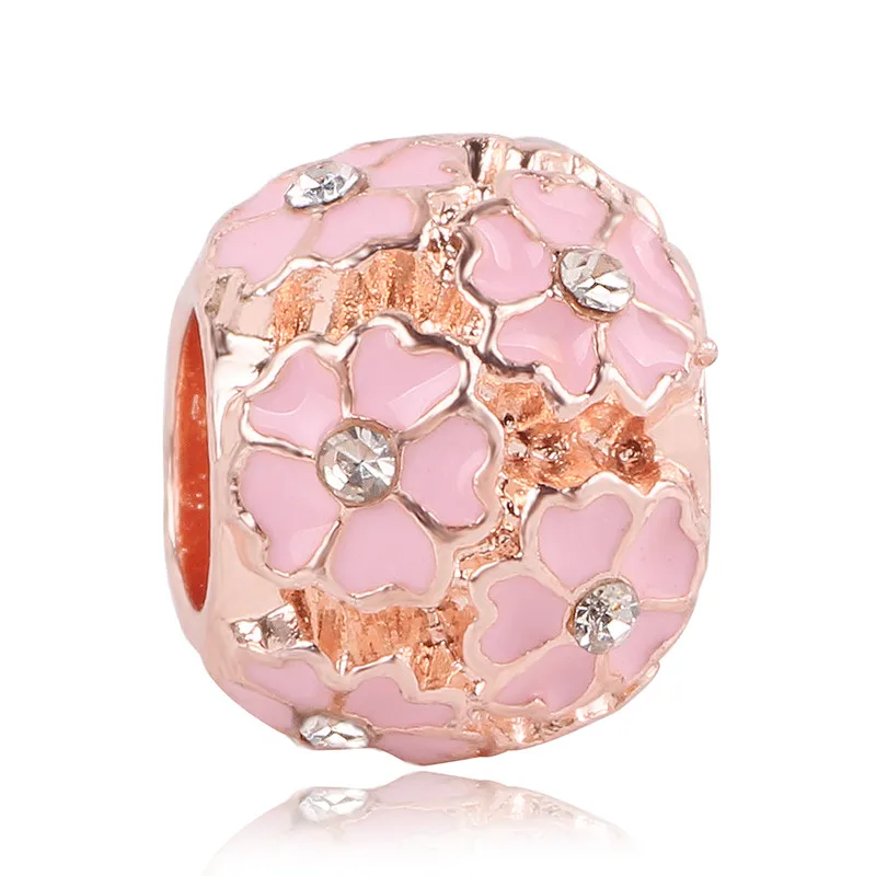 Fit Pandora, очаровательный браслет, женский подарок, ювелирное изделие, новинка, 1 шт., Европейский, розовое золото, любовь, дерево, подарок, цветок, корона, бусина с зажимом - Цвет: X-475