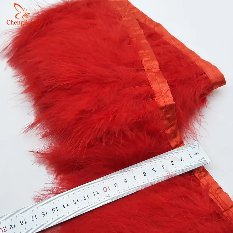 

ChengBright Hot 1Yards Turkey Feathers Trim Cloth Sideband Chicken Pheasant Feather Trims Clothing Wedding Feather Ribbon DY