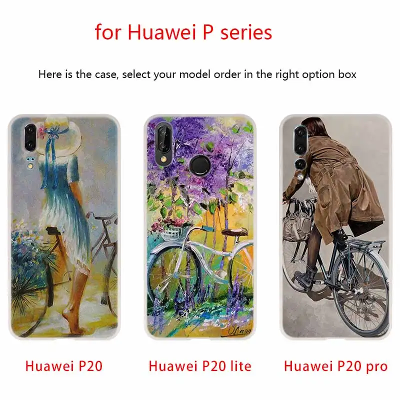 Мягкий чехол для Huawei P40 P30 P20 Pro P10 Lite e Plus P Samrt Z 2020 2019 с рисунком на велосипеде