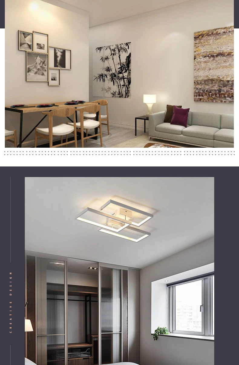 DIY Кофе или белая отделка прямоугольник современных Led Люстра для Гостиная Спальня кабинет Потолочная люстра светильники