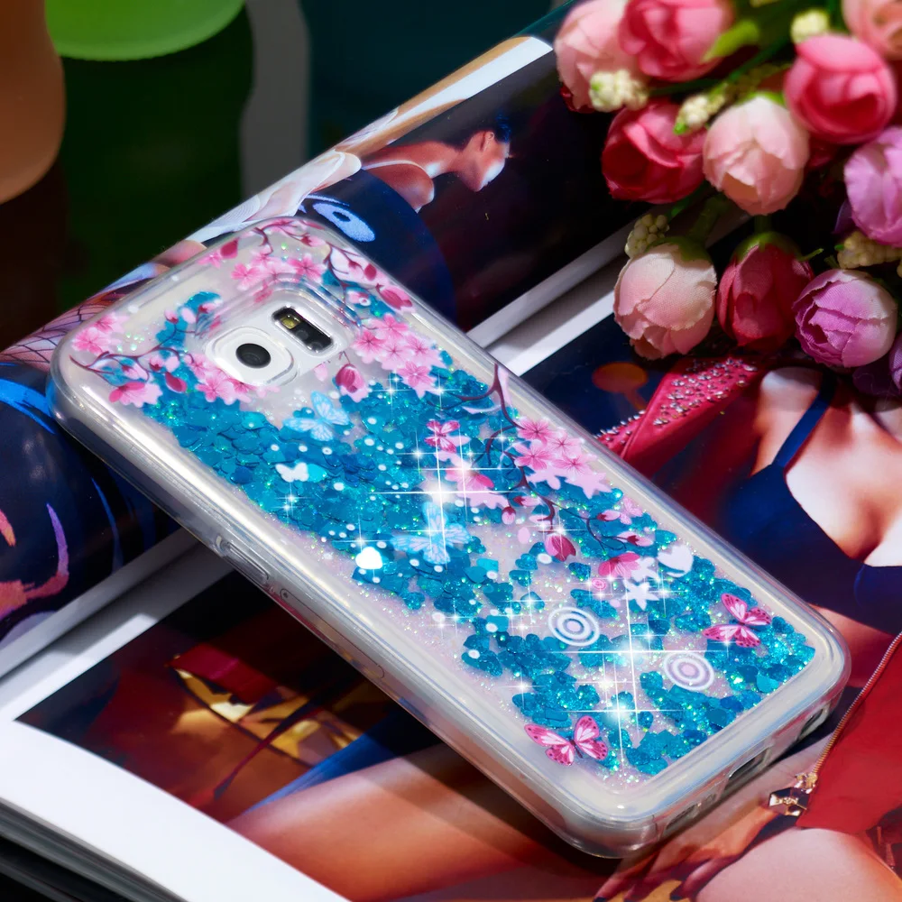 Облегающий чехол для Samsung Galaxy S6 блестящие звезды динамический зыбучий песок