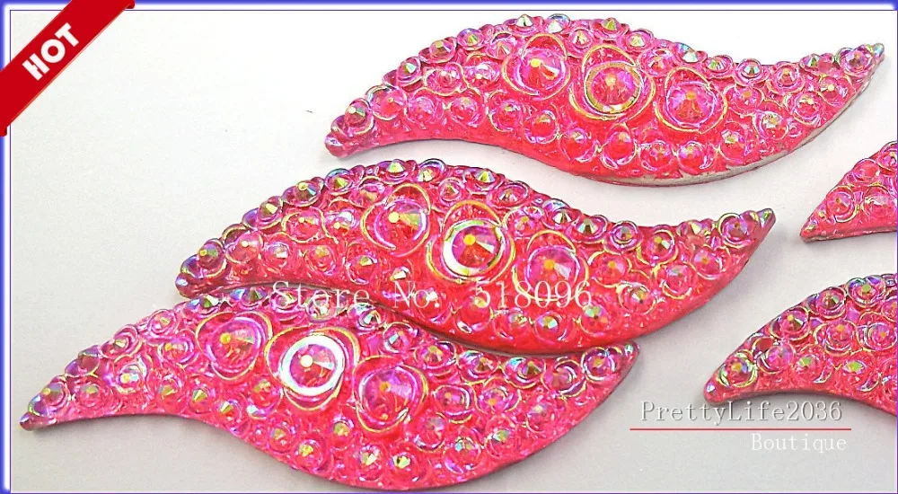 Оптовая продажа идеальные стразы из смолы 15x48 мм 50 шт. розовые AB пришитые бисером
