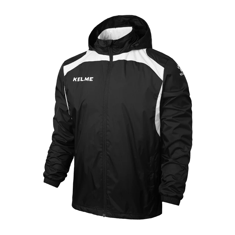 Black KELME, спортивное детское футбольное Джерси, куртка для спорта на открытом воздухе, мужская куртка для бега, тренировочная куртка для упражнений, ветрозащитная одежда, coatK15S607-1 - Цвет: Black