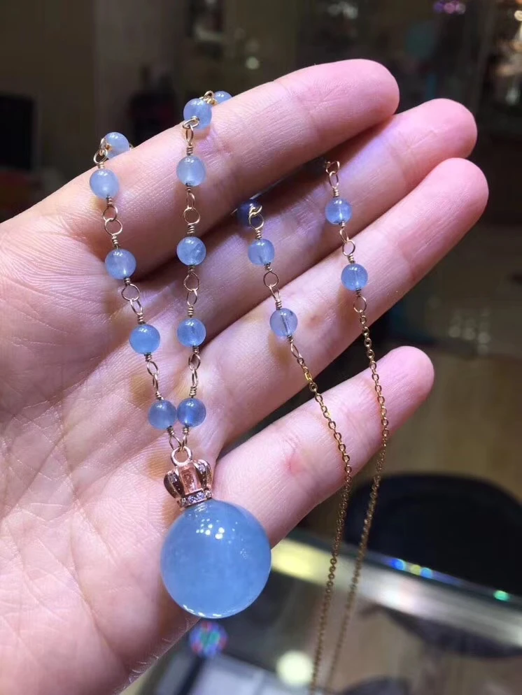 Подвеска из натурального голубого ледяного аквамарина мужская и женская