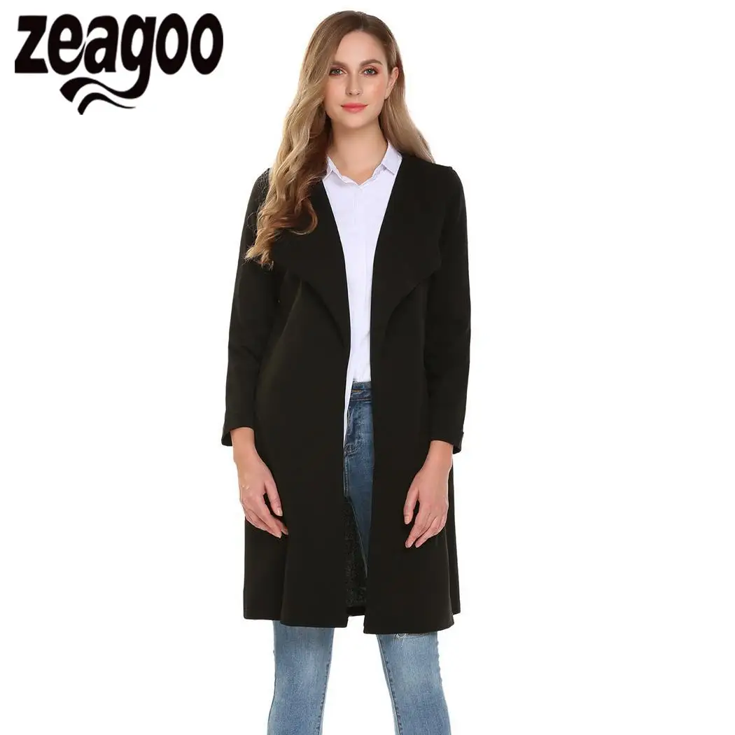 Zeagoo Открытый Повседневная Передняя Женская с длинным рукавом твердая Кнопка