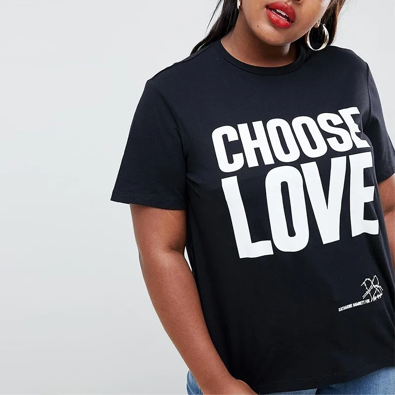 Kissmilk Новая модная футболка для отдыха с круглым воротником и надписью «Choose Love», большие размеры 3XL-7XL, летняя Офисная Женская футболка