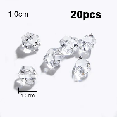 1.0cm Crushed ice 20 шт./лот, прозрачные искусственные ледяные гранулы, красочные кубики для пива, виски, соды, напитков, реквизит для фотосъемки, украшения для творчества - Цвет: 1.0cm Crushed ice