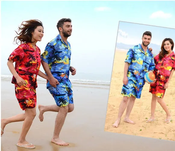 Мужская рубашка Aloha, круиз, тропический, Луау, пляж, Гавайские, вечерние, закат, пальма, синий и красный, размер США, повседневные Гавайские рубашки, V25
