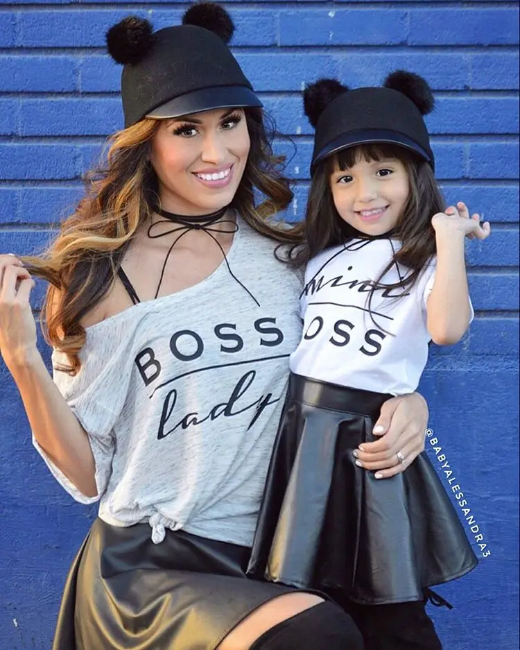 Mini Boss Kids Girls Clothes Set 2018 New Fashion Toddler Summer Short Sleeves T-Shirt Tops+Leather Skirt 2PCS Child Outfits | Мать и