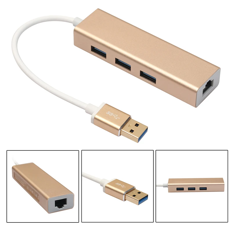 Горячая USB к RJ45 проводной концентратор карт 3 порта адаптер алюминиевый сплав