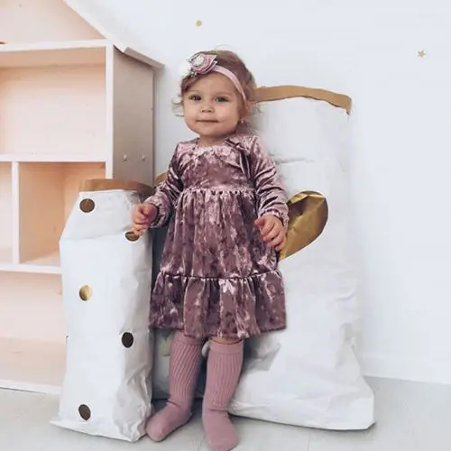 New Xmas Toddler Girl Velvet Dress Cute Kid Baby Long Sleeve Party Children Pageant Gown Christmas Clothes | Детская одежда и