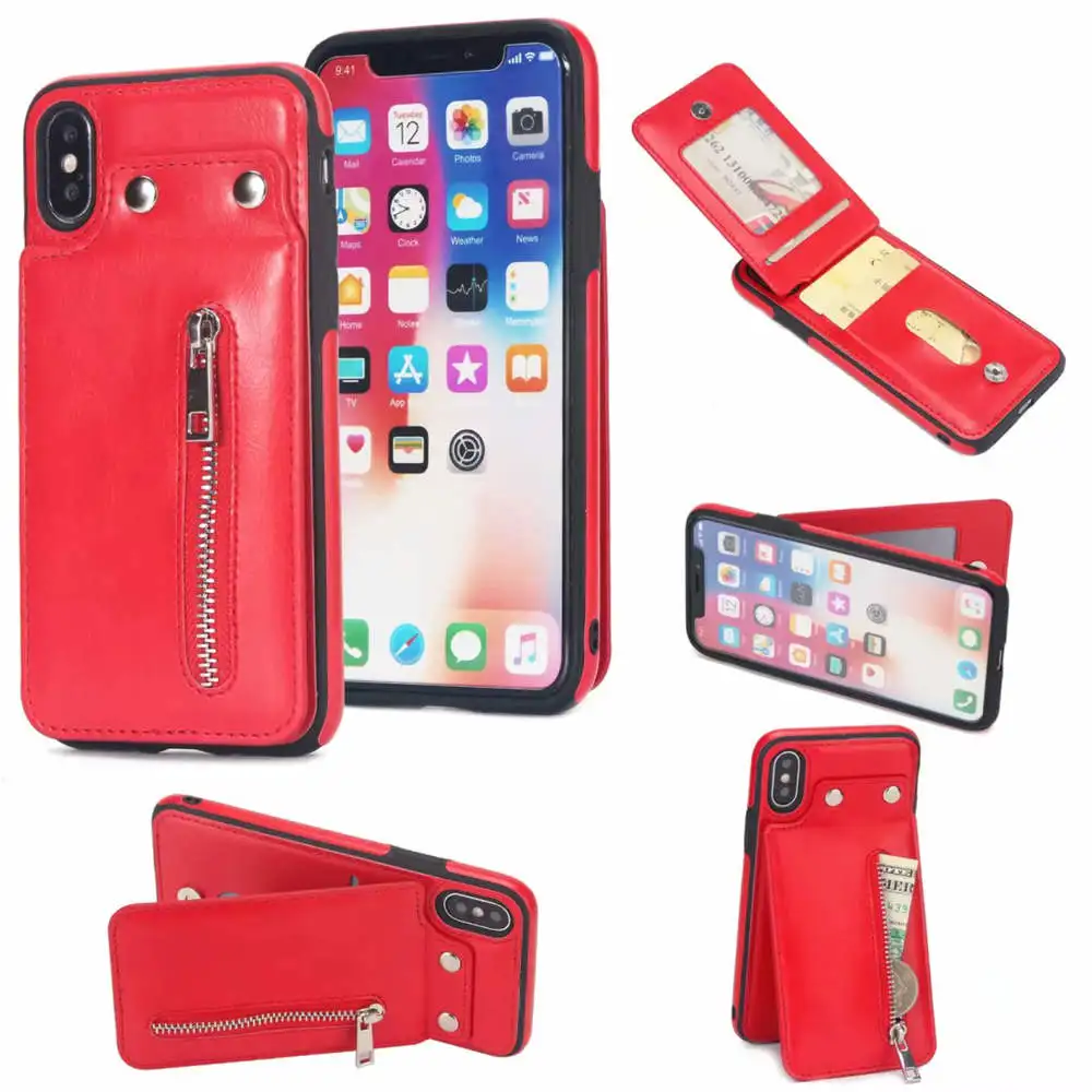 Сумка для телефона на молнии, Вертикальный флип-чехол для iphone XS Max X XR 7 8 6 6S Plus, чехол, кожаный держатель для карт, кошелек для iphone XS Max