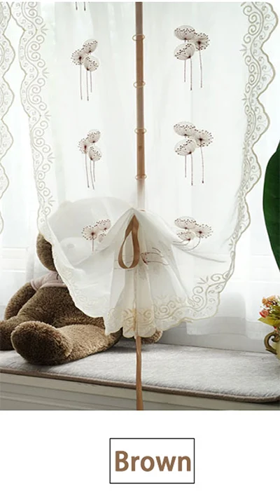 width 80 cm Embroidery Terylene Tulle Sheer Roman Curtains for Window Treatmen Home Decor Chic Country Style Short Curtain - Цвет: width 80 cm
