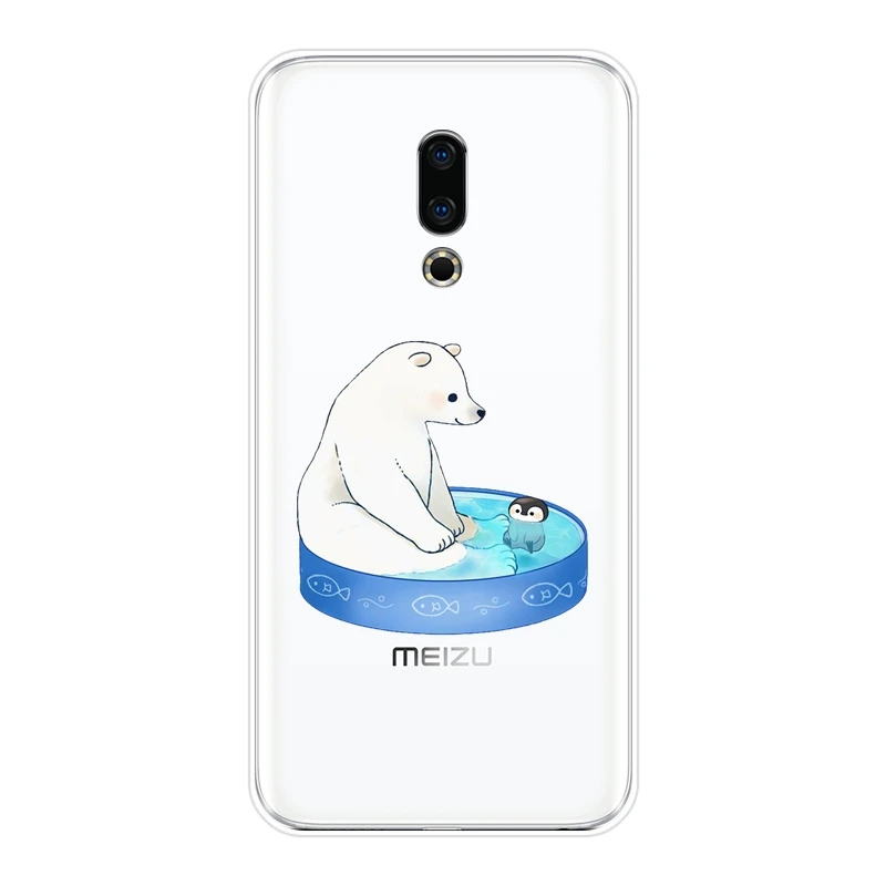 Задняя крышка для Meizu 15 Lite 16 Plus 16th 16x мягкий силиконовый чехол с медведем пингвином