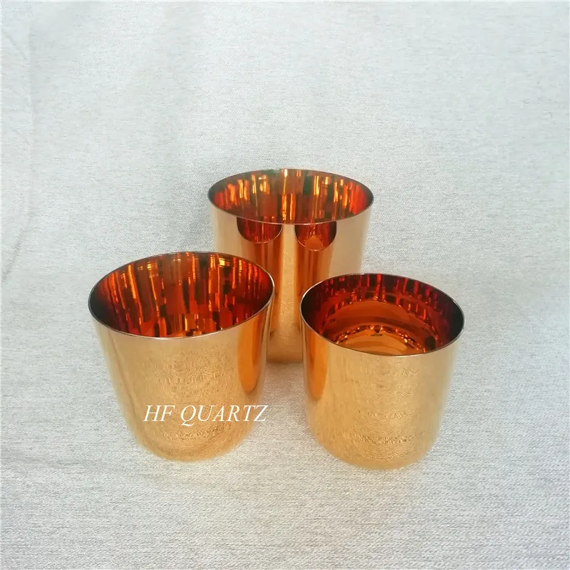 ВЧ прозрачный кварцевый кристалл настраиваемый Поющая чаша с золотым светом для