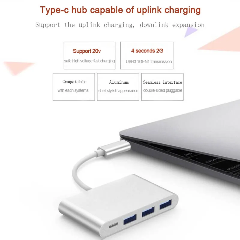 Usb type C к USB адаптеру, 3,1 USB C(Thunderbolt 3) к 3 портам USB3.0 концентратор с type-c женский интерфейс расширения для/Chr