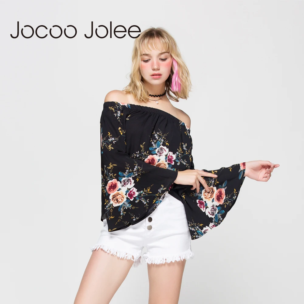 Женская блузка с открытыми плечами Jocoo Jolee пикантный Топ длинным рукавом бабочкой