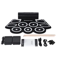 portable electronic drum foldabl drum pad set 9 silicon pads built in speakers with drumsticks foot pedals usb 3 5mm audio cable