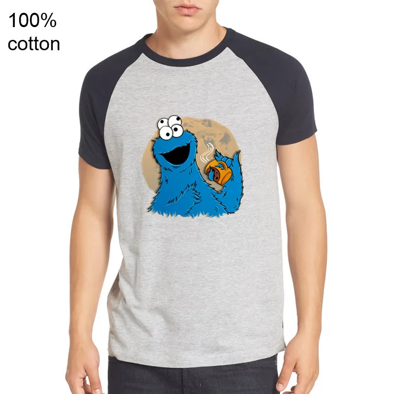 2019 Печенья Монстр кофе дизайн печатных футболки летние мужские печенья Новинка