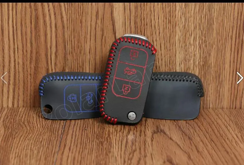 Только красный кожаный чехол Ручное шитье для автомобильных ключей VOLKSWAGEN Lavida Touran