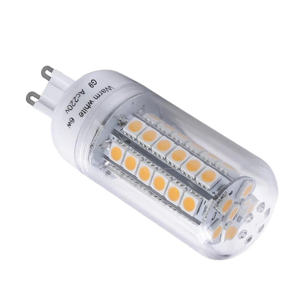 6W 60W Галогенная лампа эквивалент G9 400Люмен 48шт SMD5050 Теплый белый 3000К Светодиодный кукурузный свет Внутреннее освещение Бара
