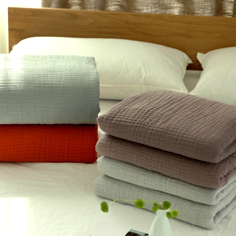 Летнее однотонное короткое одеяло из 100% хлопка для мытья трехслойное детское