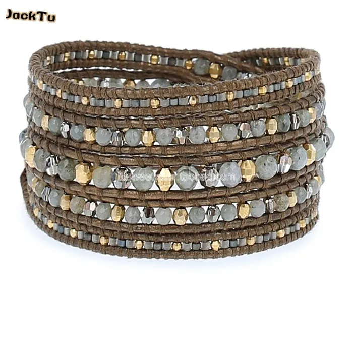 

seed bead mix labradorite bead bangle woman