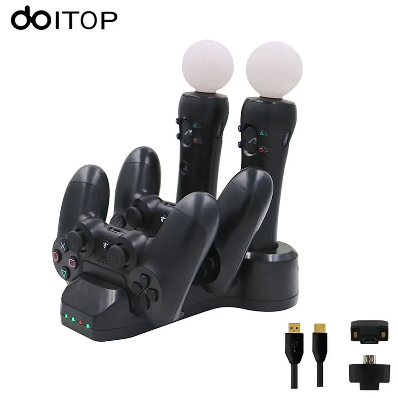 Док станция DOITOP 4 в 1 док для зарядки с USB подставкой светодиодный светильник PS3