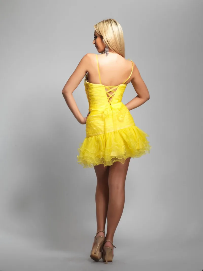 Бретельках короткие ну вечеринку платья желтые коктейльные Vestidos де коктель