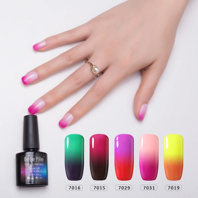 Belle Fille сменный Цветной Гель лак для ногтей Soak Off UV температура хамелеон модный
