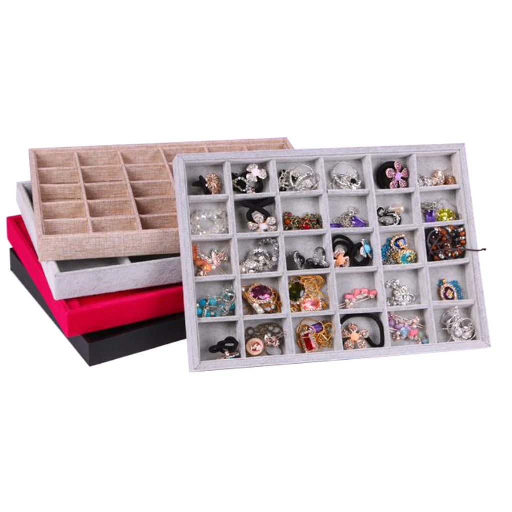 

30 Compartments Velvet Bracelet Bangle Watch Jewelry Display Tray Holder for Personal Use Shop Display Jewelry Display Holder